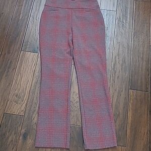 7th Avenue Design Studio Red & Grey Plaid Pullon Pants size Medium